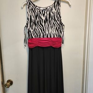 Julian Taylor Zebra Print Dress with Pink and Black Accents